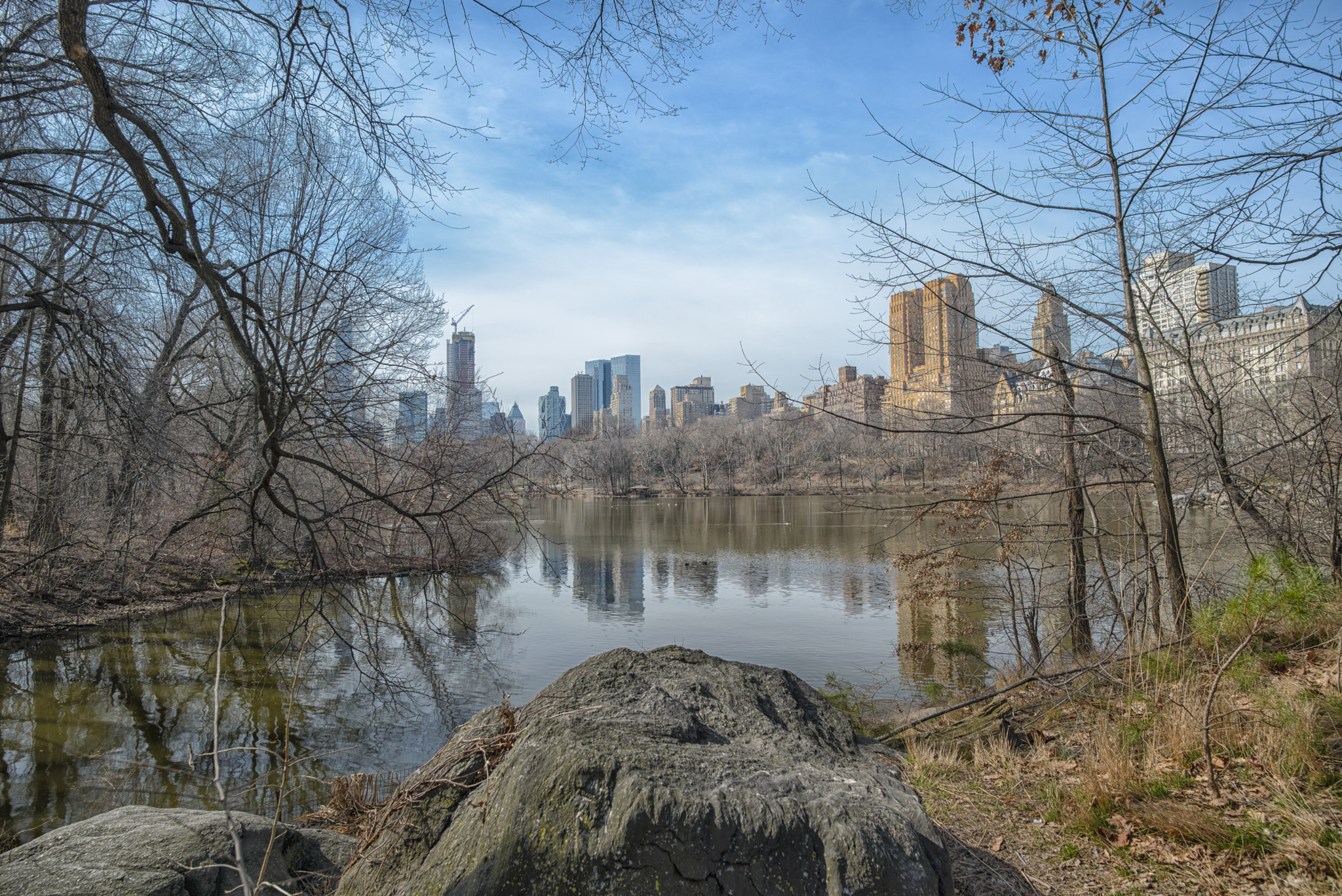 Nikon D600 + Nikon AF-S Nikkor 20mm F1.8G ED sample photo. Central park pond photography