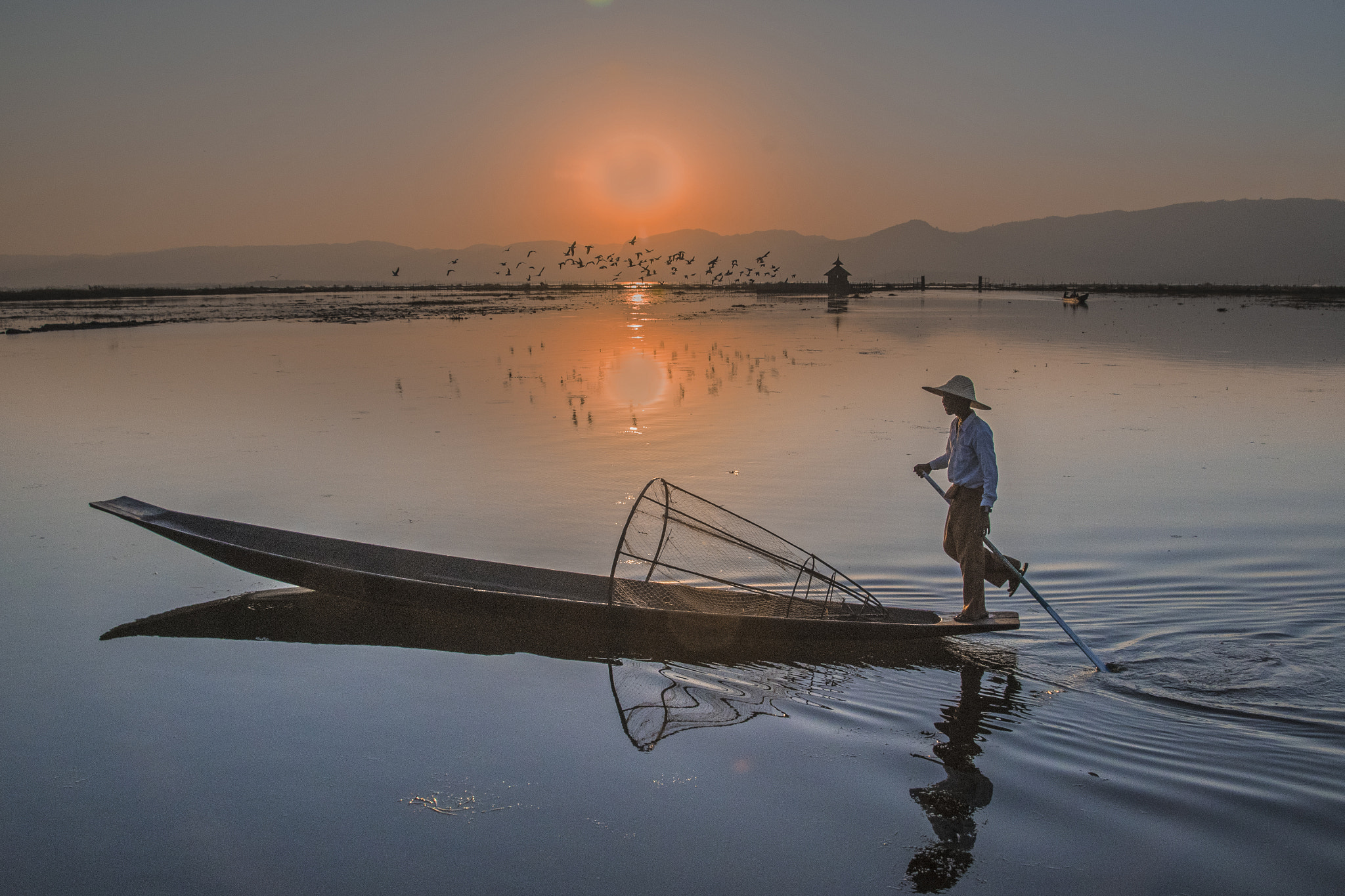 Nikon D500 sample photo. Fisherman show at sunset photography