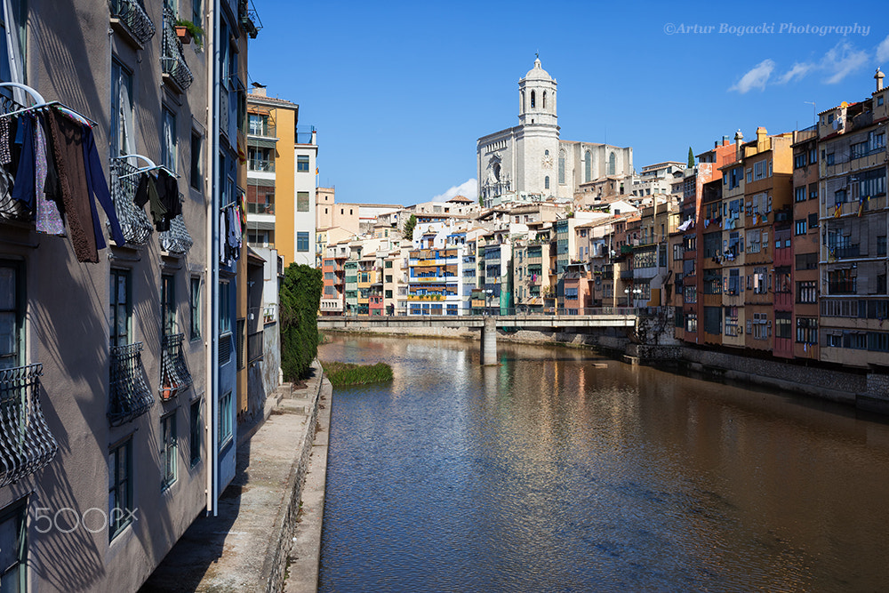 Canon EOS 5D Mark II sample photo. Old city riverside skyline of girona in spain photography