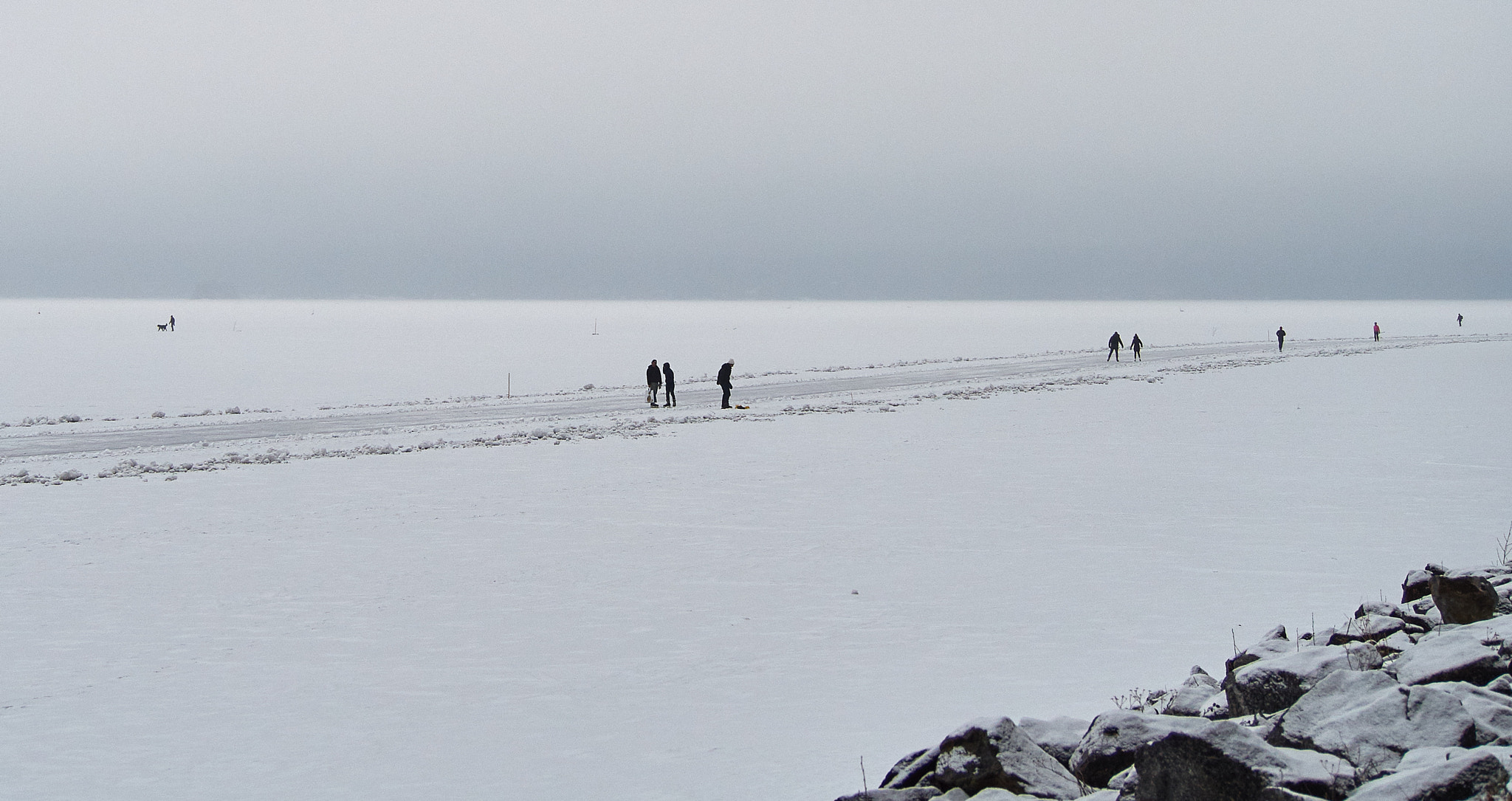 Olympus OM-D E-M5 sample photo. Skating on a frozen lake photography