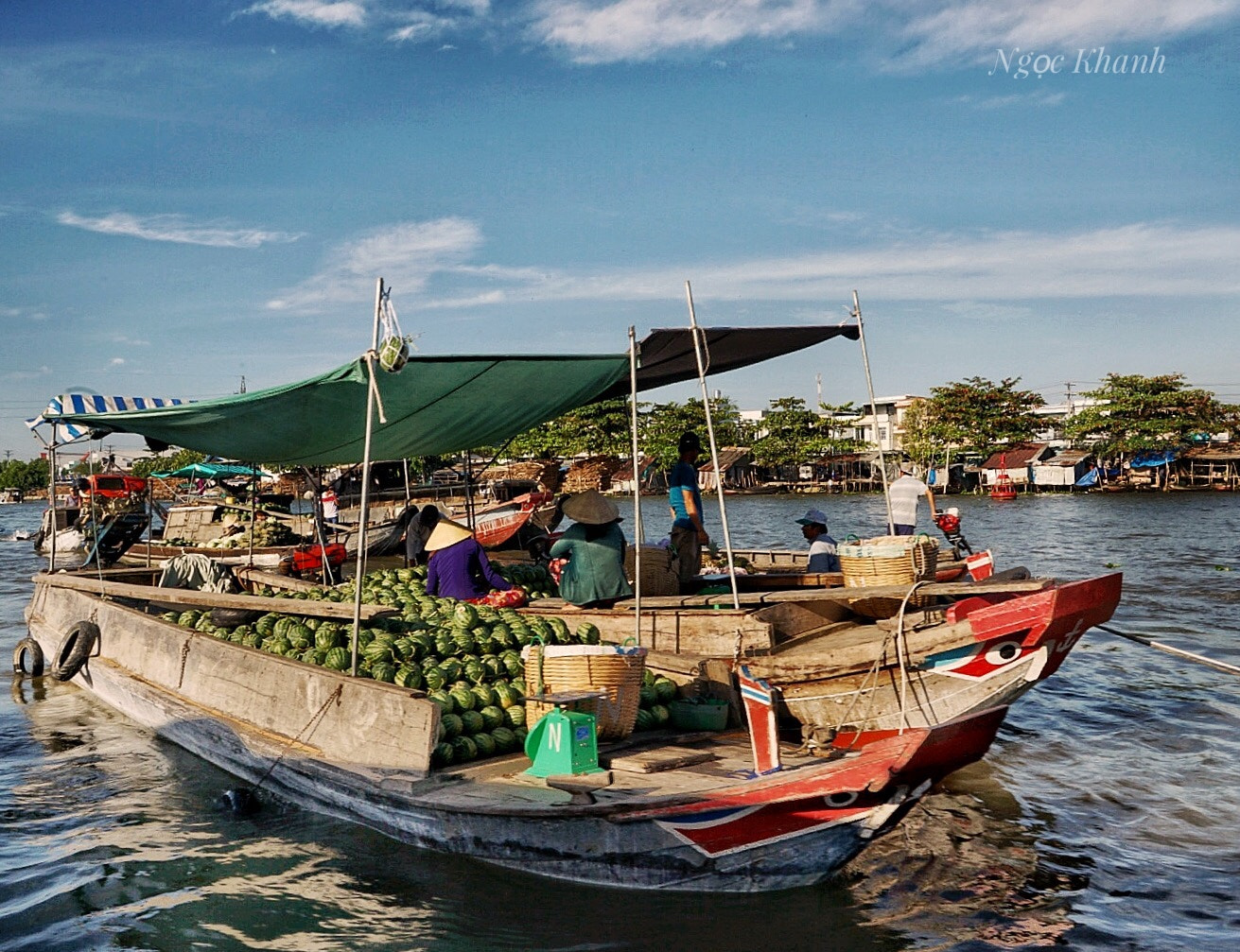 Sony a7 II sample photo. Water melon boat on cai rang floating market - vie ... photography