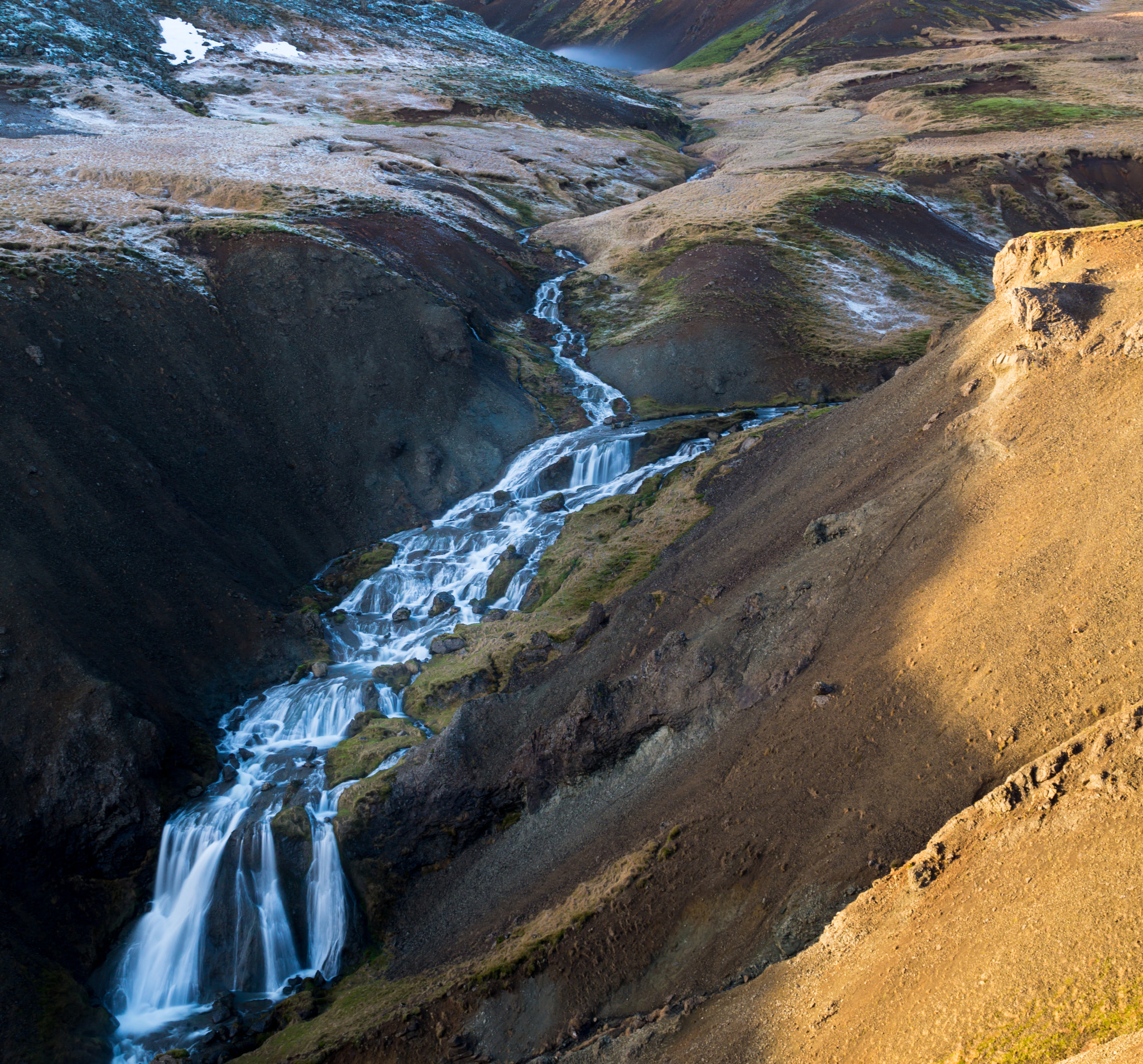 Sony a6000 sample photo. Hot spring stream at sunset - iceland photography