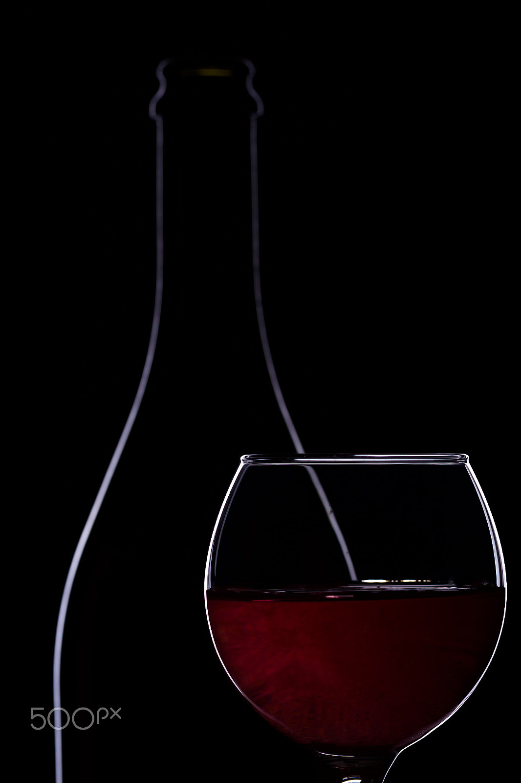 Canon EOS-1D Mark IV sample photo. Wine glasses with wine bottle on a black background, minimalism, photography