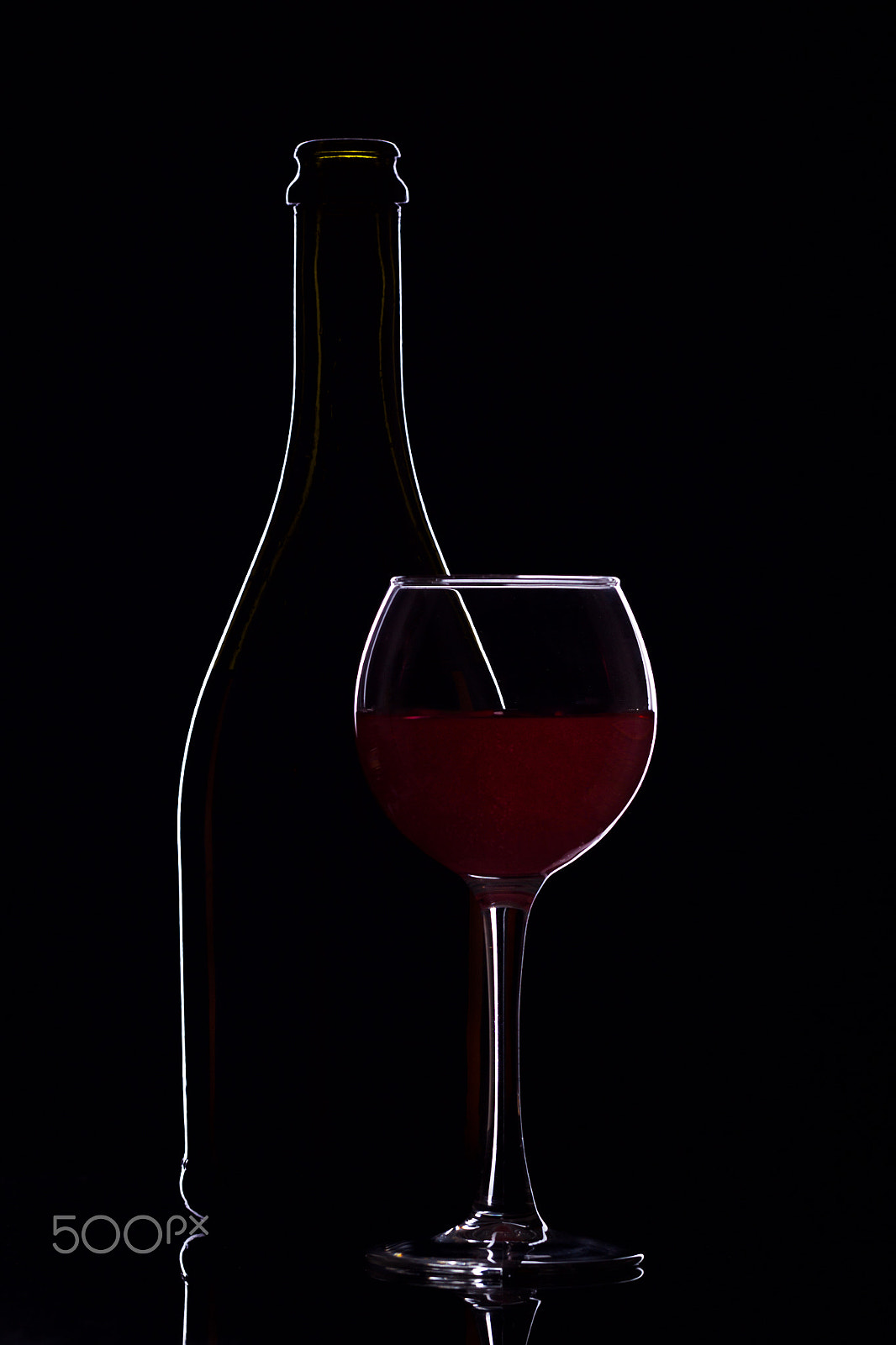 Canon EOS-1D Mark IV sample photo. Wine glasses with wine bottle on a black background, minimalism, photography