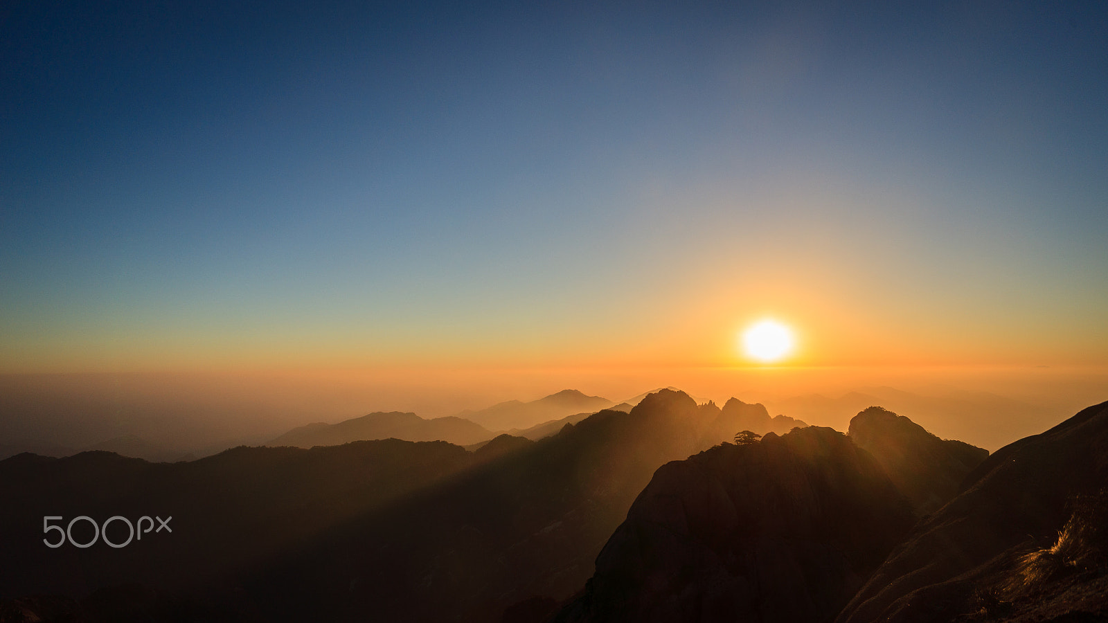 Sony Alpha NEX-5N sample photo. Sunset and sunrise in huangshan china photography