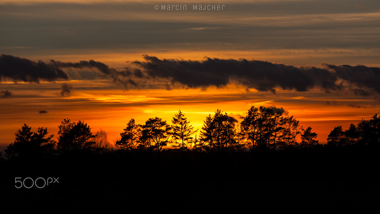 Canon EOS-1D Mark II N + Canon EF 70-200mm F4L USM sample photo. Sunset in mazury photography