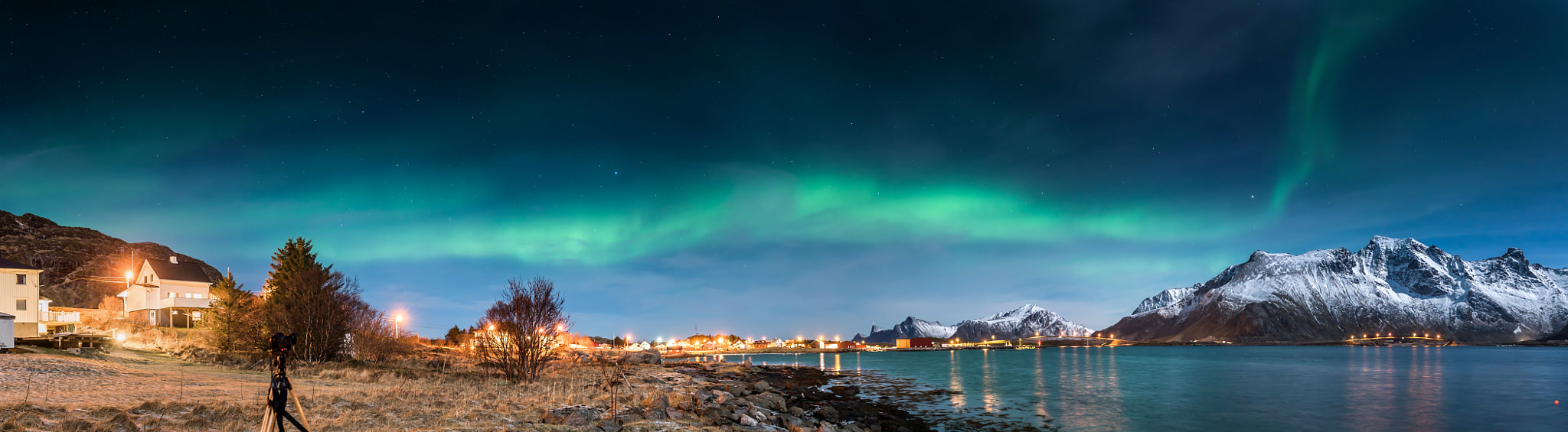Sony a7S sample photo. Northern lights - panorama photography