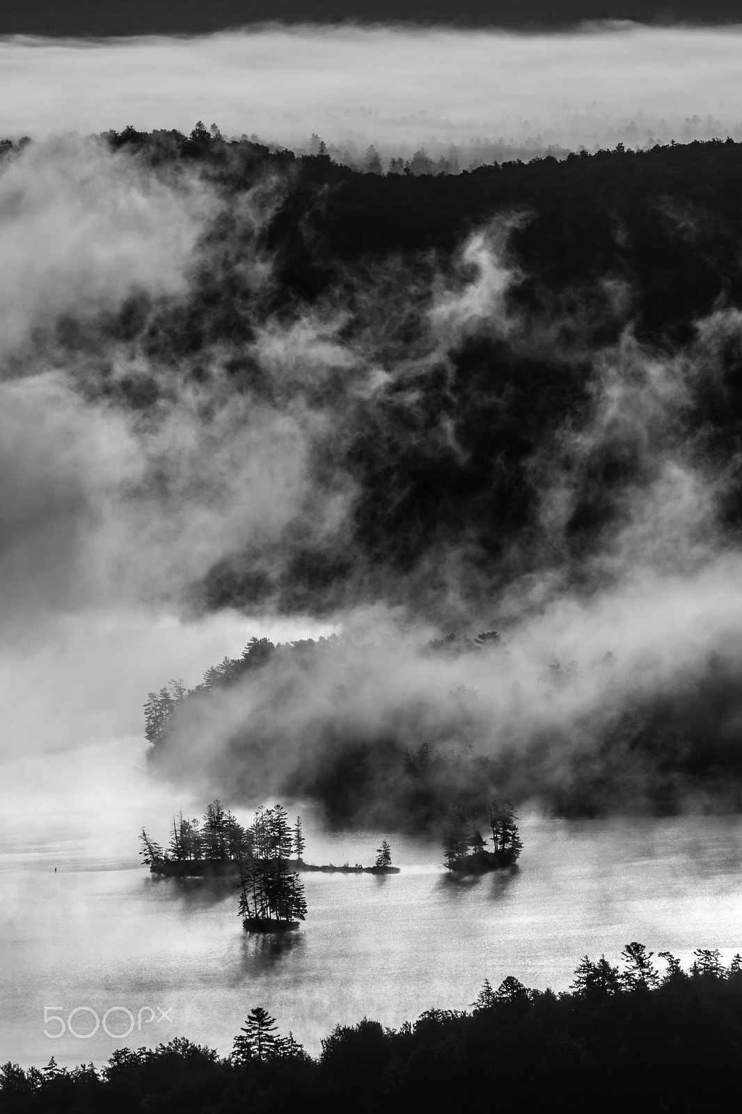 Sony FE 70-300mm F4.5-5.6 G OSS sample photo. Twin islands and whale island on upper st. regis lake from st. regis mountain photography