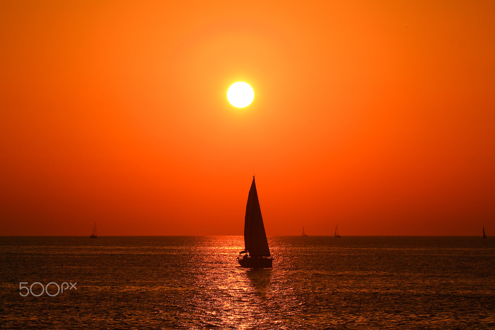 Canon EOS 600D (Rebel EOS T3i / EOS Kiss X5) + Canon EF 70-200mm F4L USM sample photo. Sailing at sunset - tel-aviv beach photography