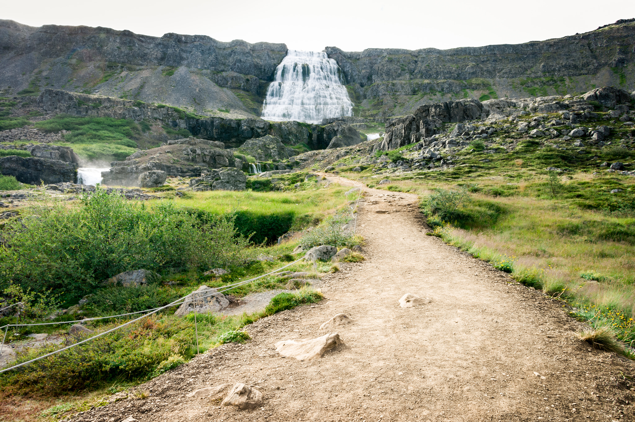 Pentax K20D sample photo. Path to epic waterfall, iceland. (dynjandi) photography