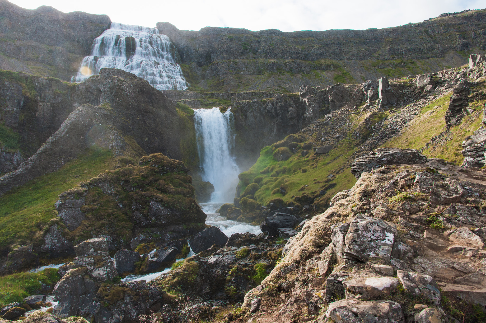 Pentax K20D sample photo. Majestic cascading waterfalls of dynjandi, iceland photography