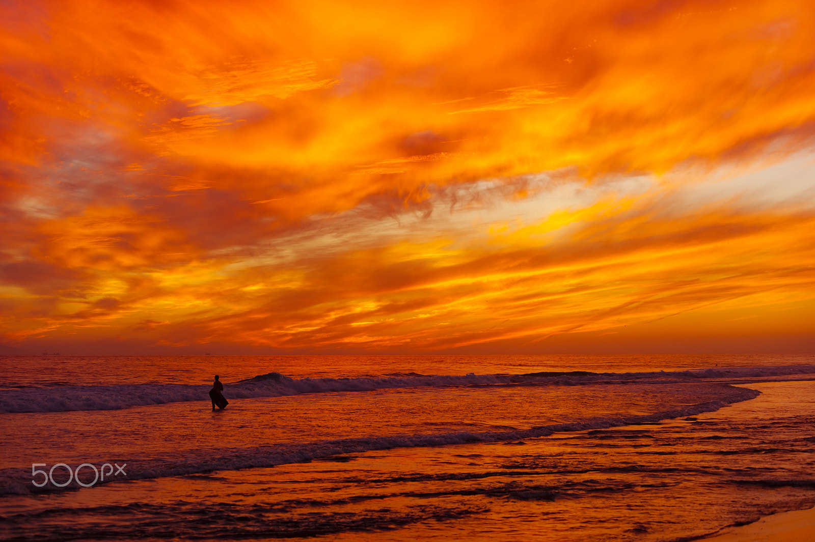 Nikon D700 sample photo. Fiery sunset in newport beach photography