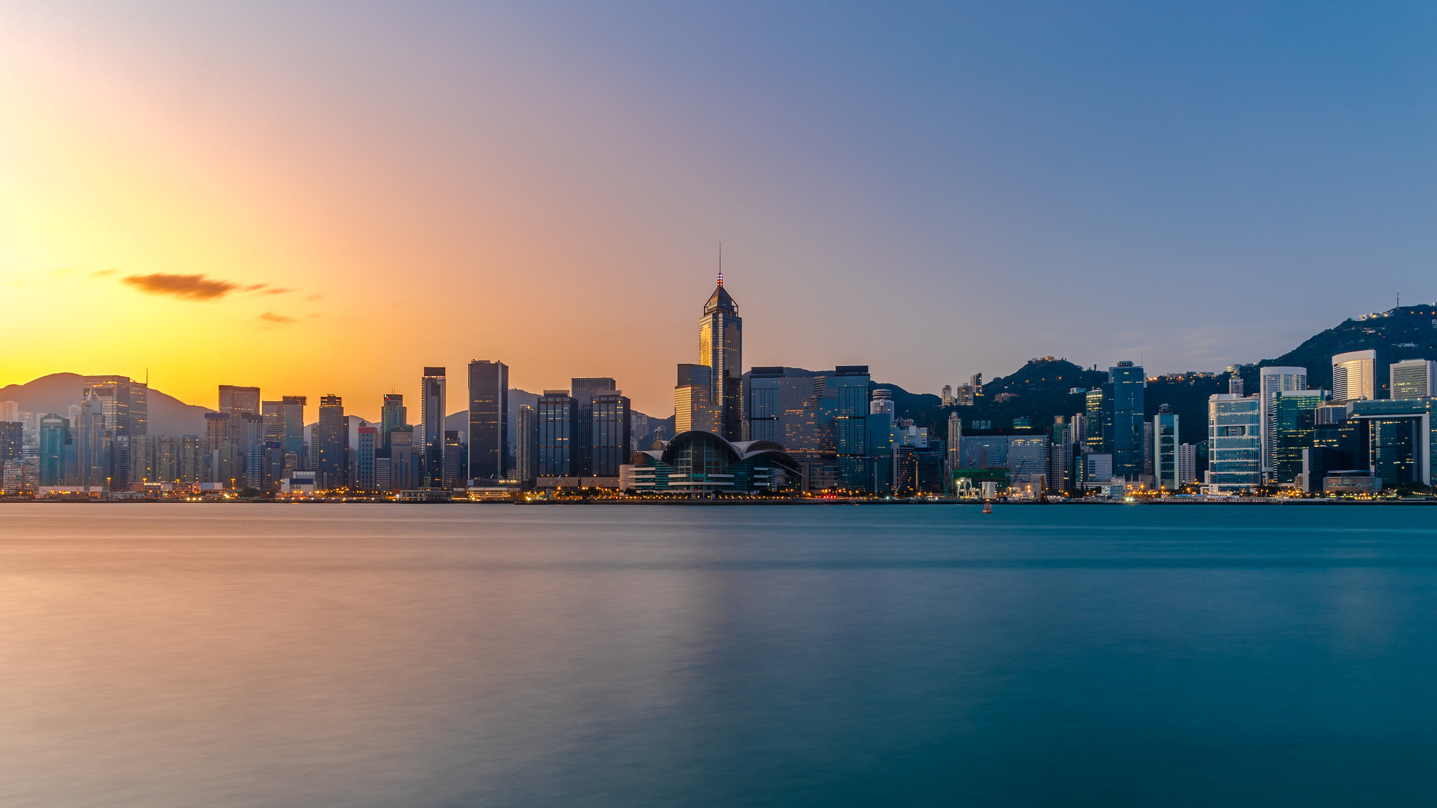 Canon EF 24-70mm F2.8L II USM sample photo. Victoria harbour of hong kong at dawn photography