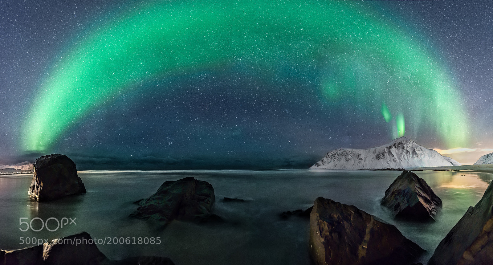 Nikon D810 sample photo. Lofoten nothern lights pano photography