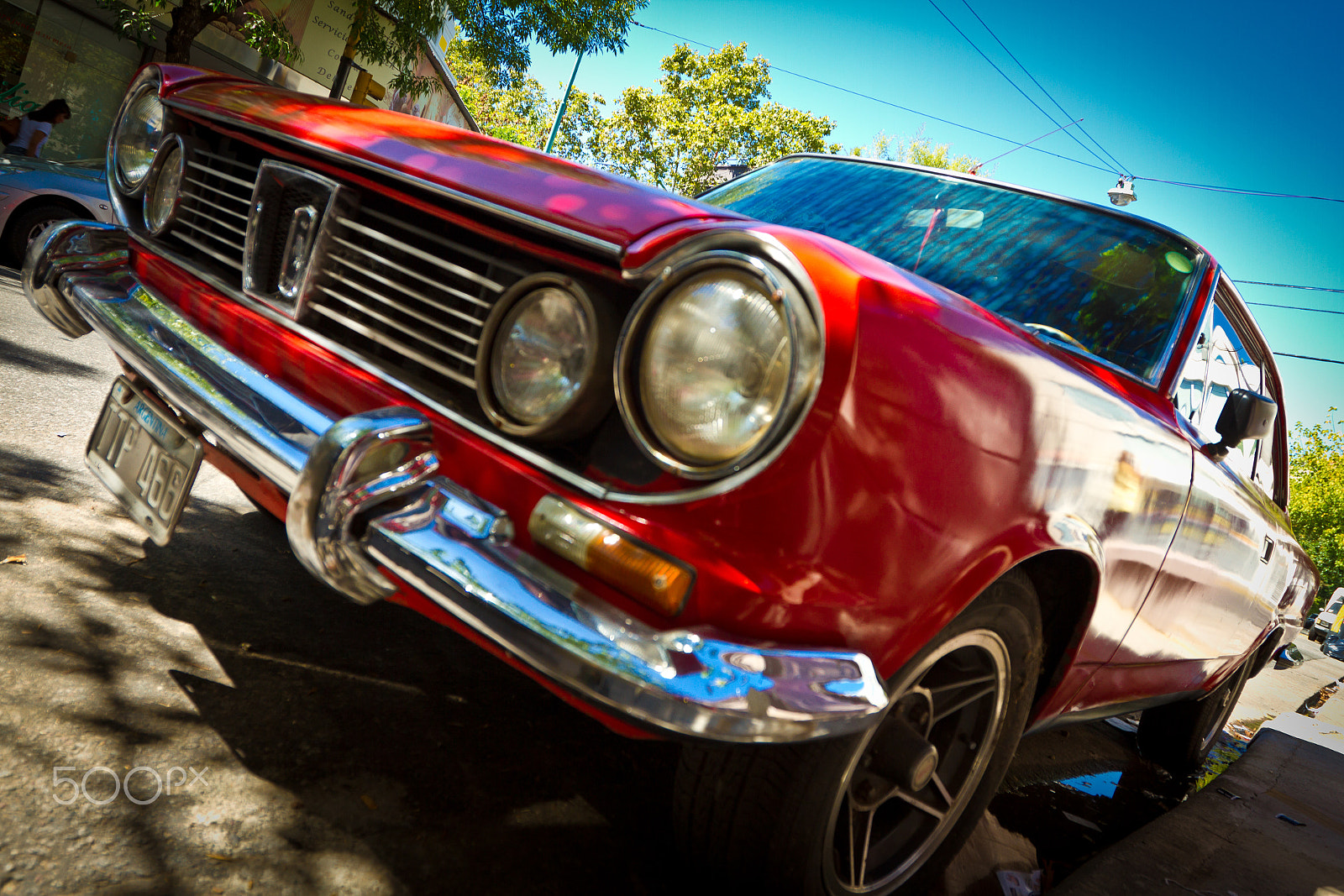 Canon EF 16-35mm F2.8L II USM sample photo. Vintage red mustang in buenos aires photography