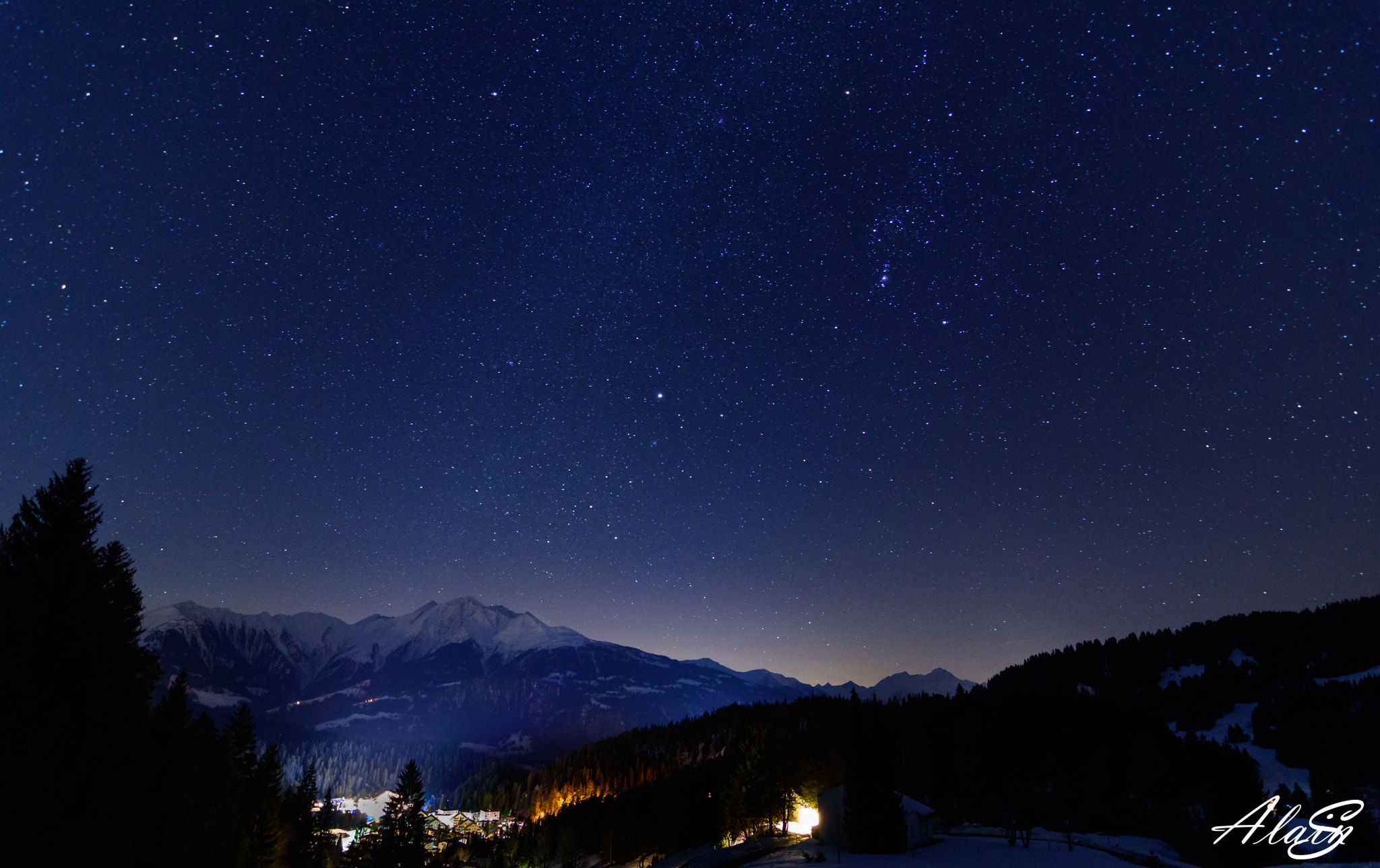 Nikon D5500 + Tokina AT-X Pro 11-16mm F2.8 DX II sample photo. Laax by night photography