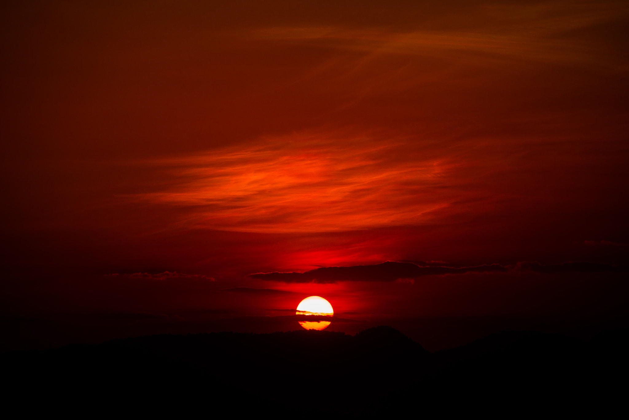 Olympus PEN E-P5 sample photo. Red sky at pelabuhan ratu, indonesia photography