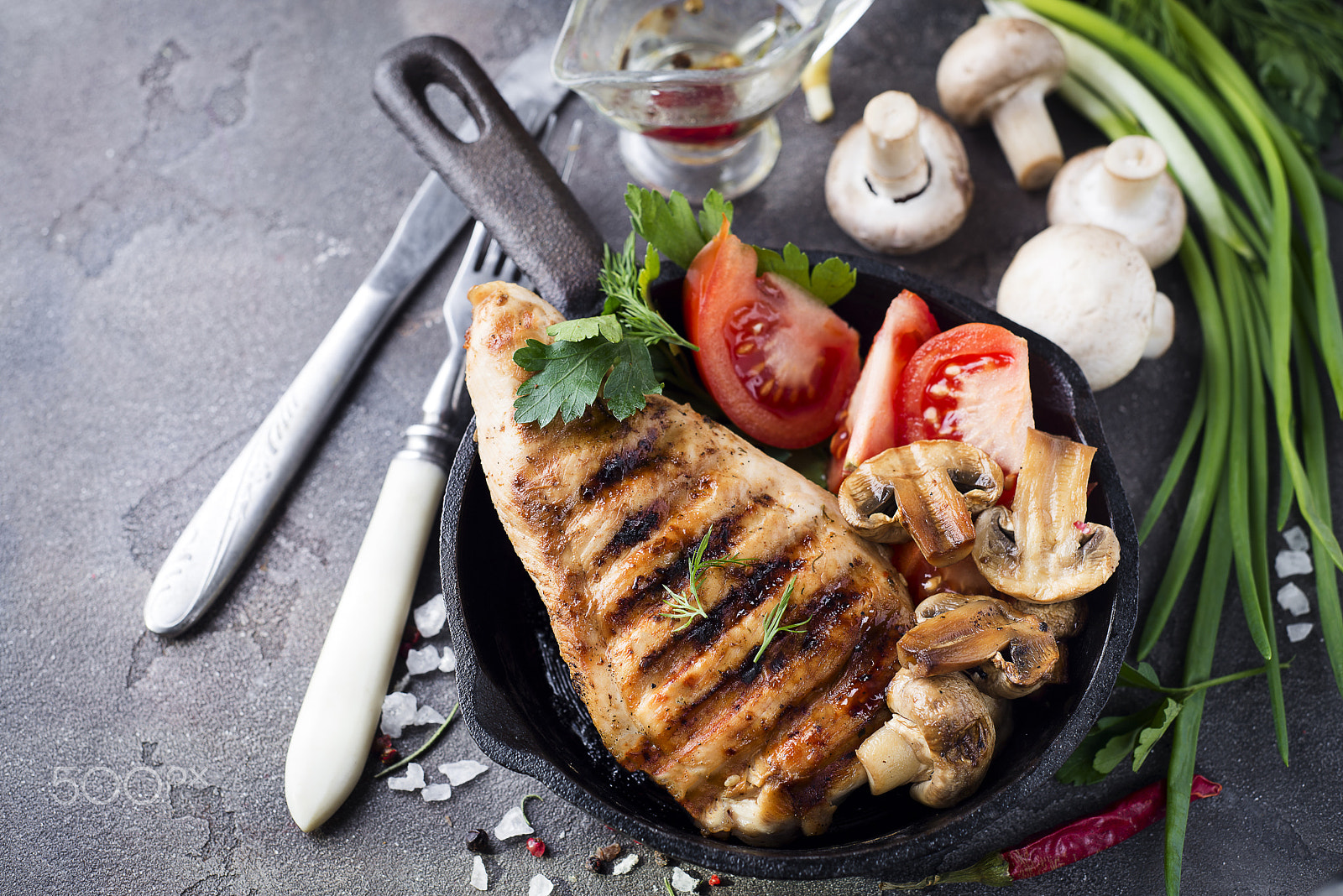 Nikon D610 + AF Nikkor 50mm f/1.8 sample photo. Roast chicken fillet and vegetables photography