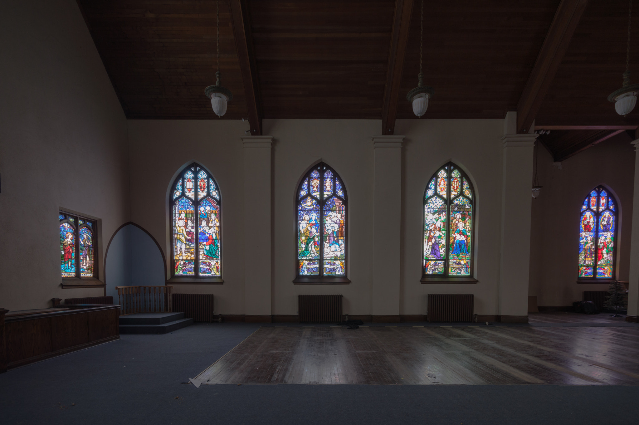 Nikon D3200 + Sigma 10-20mm F4-5.6 EX DC HSM sample photo. Abandoned ontario church stained glass window photography