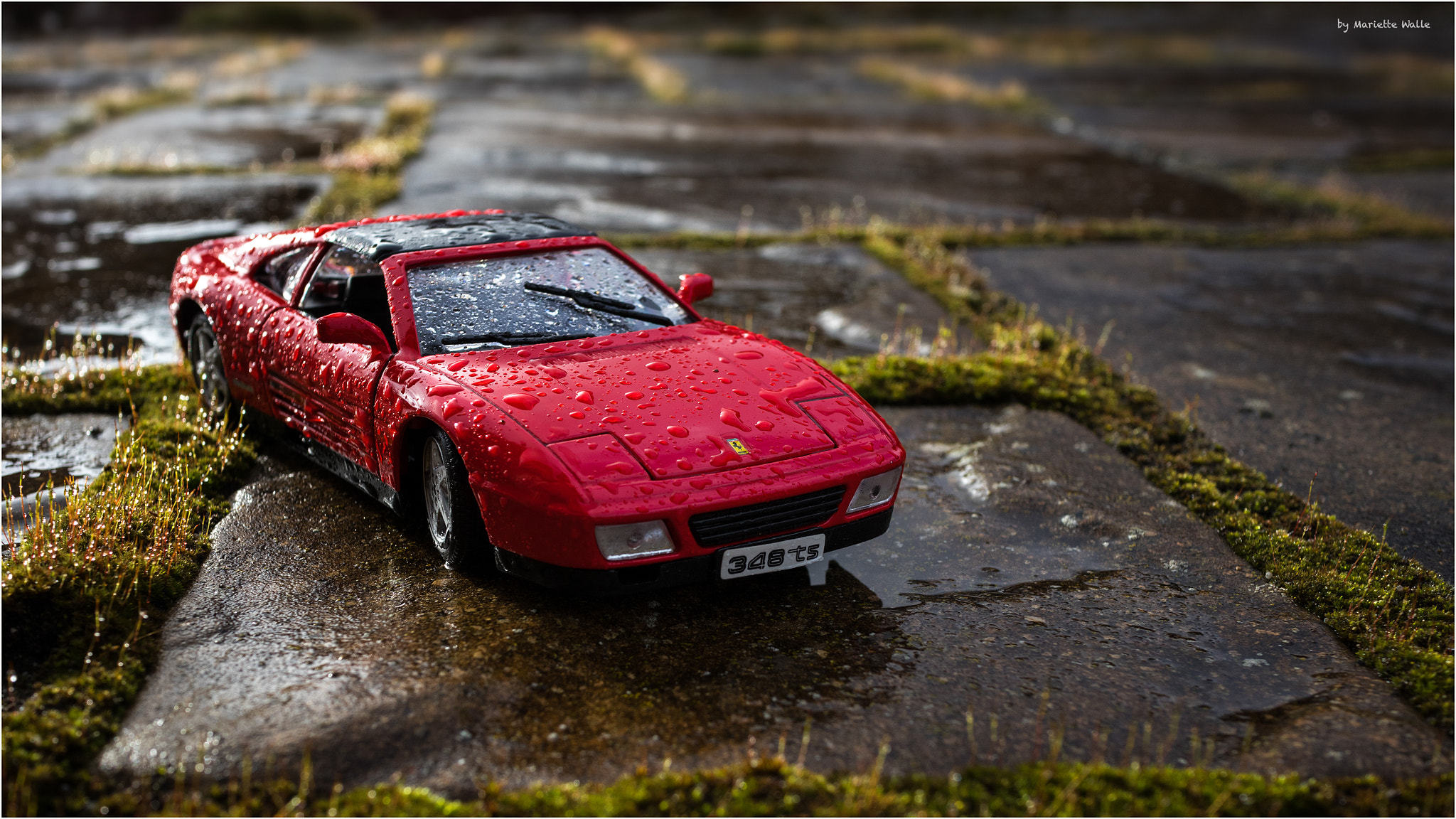 Canon EF-M 22mm F2 STM sample photo. Red car in the rain photography
