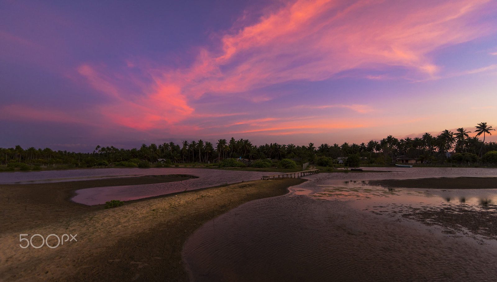 Nikon D810 sample photo. Pink sunset sky over water in kalpitiya sri lanka photography