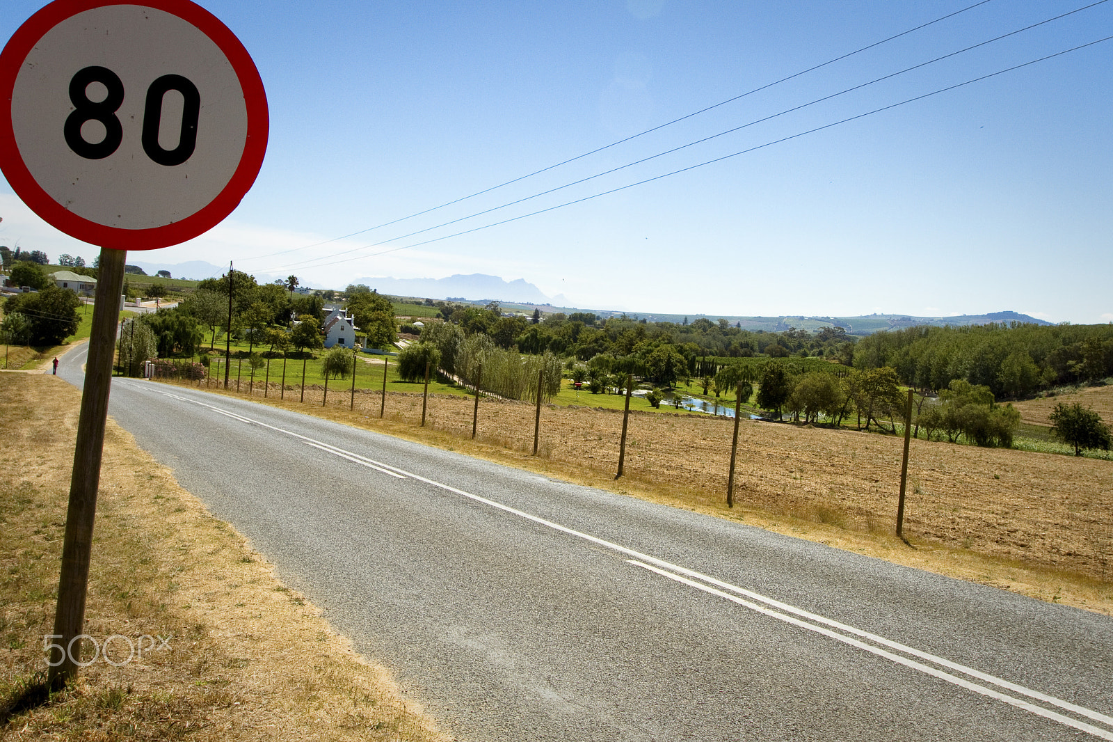 Canon EOS 7D + Canon EF 16-35mm F2.8L II USM sample photo. Typical south african rural road with speed sign photography