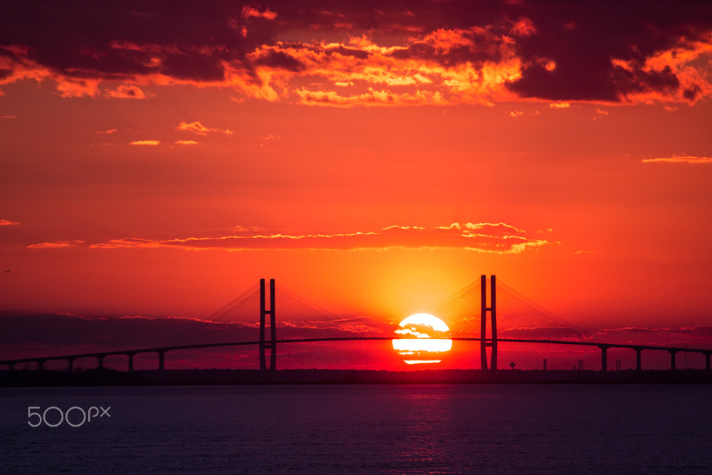 Sigma 70-200mm F2.8 EX DG OS HSM sample photo. Sydney lanier bridge sunset photography