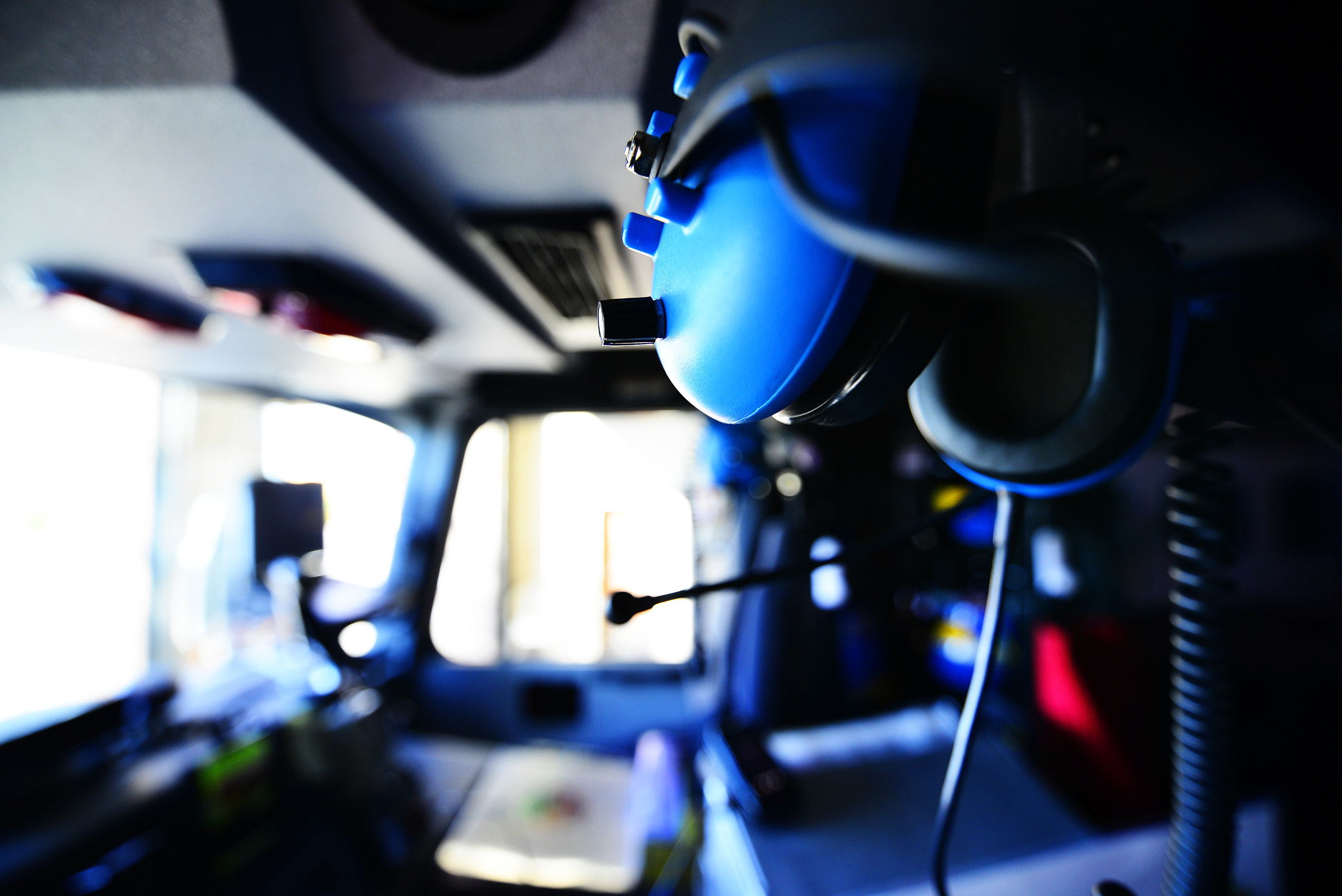 Nikon D800 sample photo. Empty headsets in the fire truck. photography