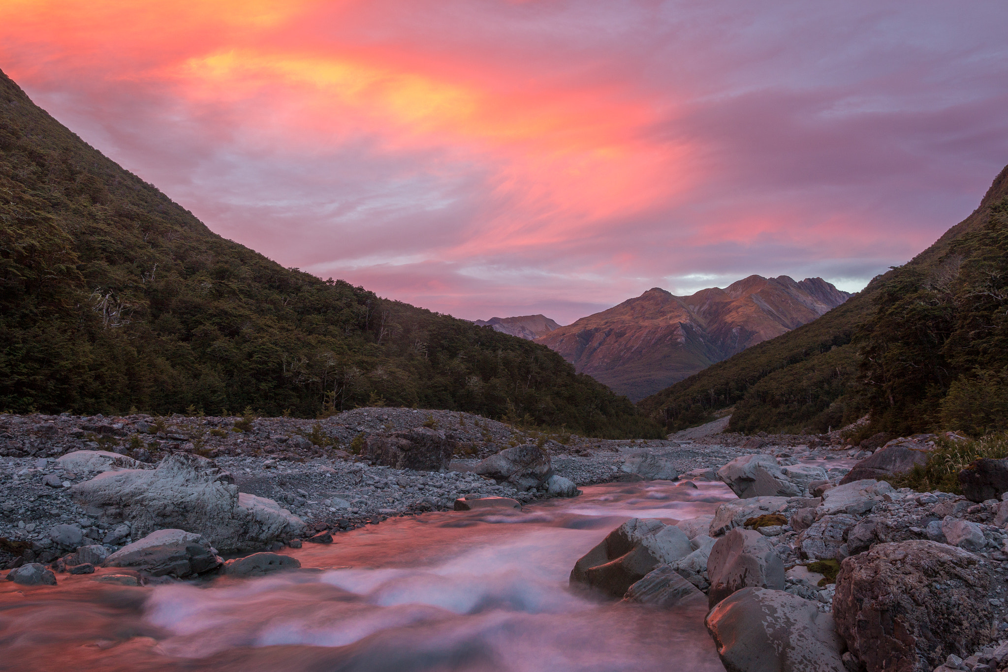 Sigma 18-35mm f/1.8 DC HSM sample photo. Sunrise at crow river, arthur's pass national park, new zealand photography