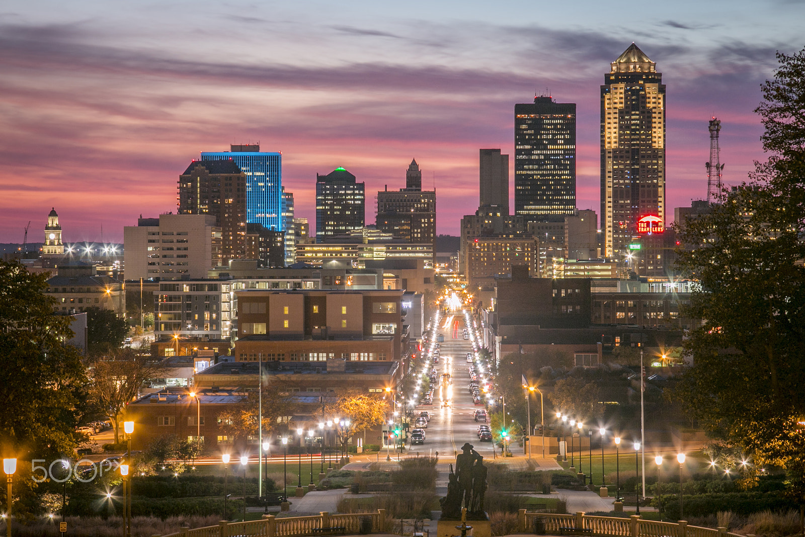 Canon EF-S 17-85mm F4-5.6 IS USM sample photo. "state capitol pink sunset" photography