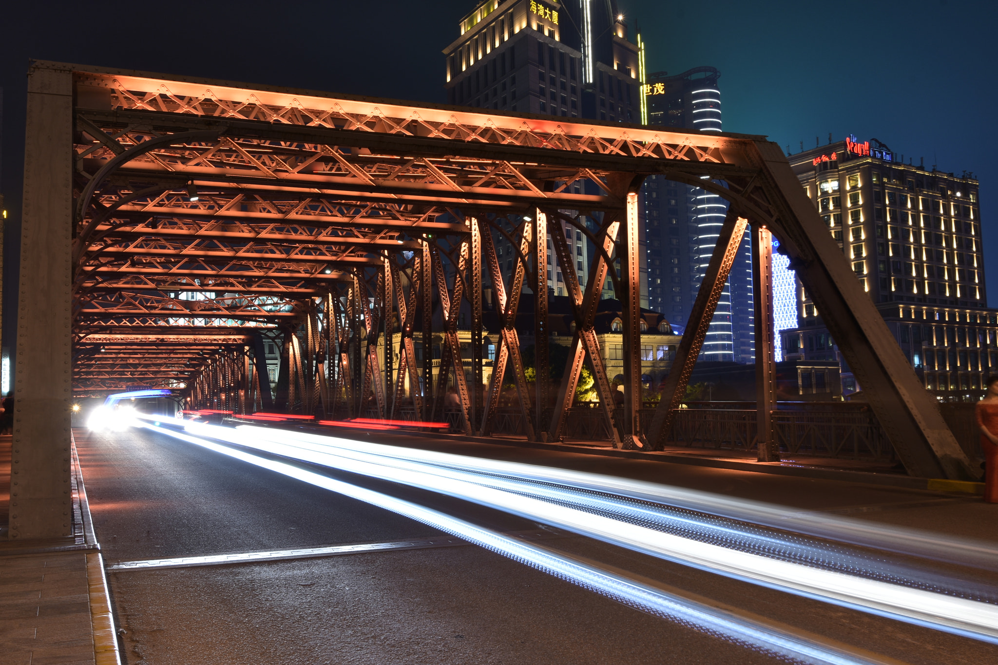 Nikon D7200 sample photo. Bund bridge light trails photography