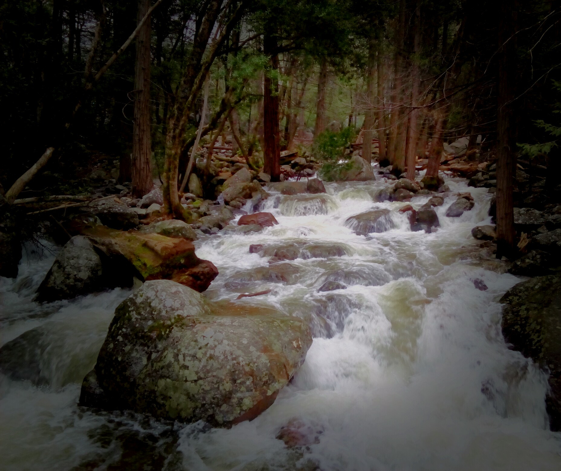 ZTE BLADE A452 sample photo. Stream down the waterfall, yosemite photography