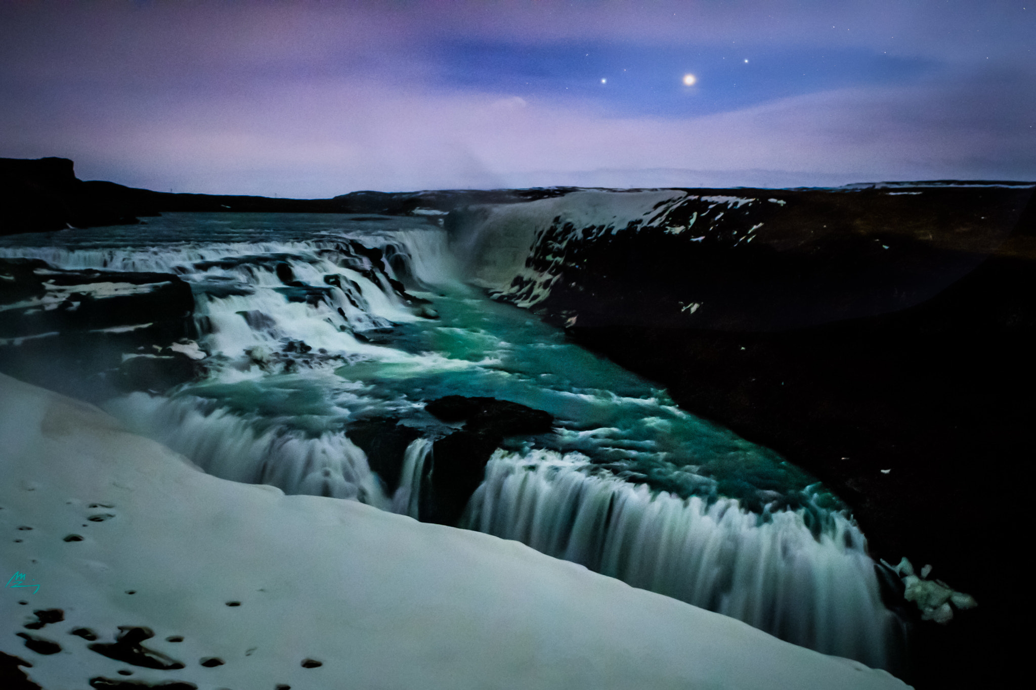 Canon EF 24-70mm F2.8L USM sample photo. The majestic gullfoss at night photography