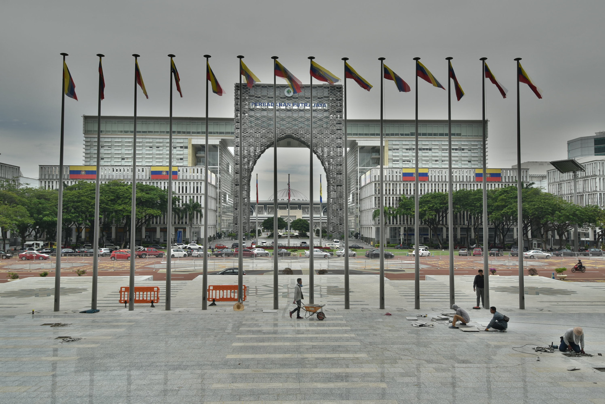 Nikon D5500 sample photo. Flags and workers photography