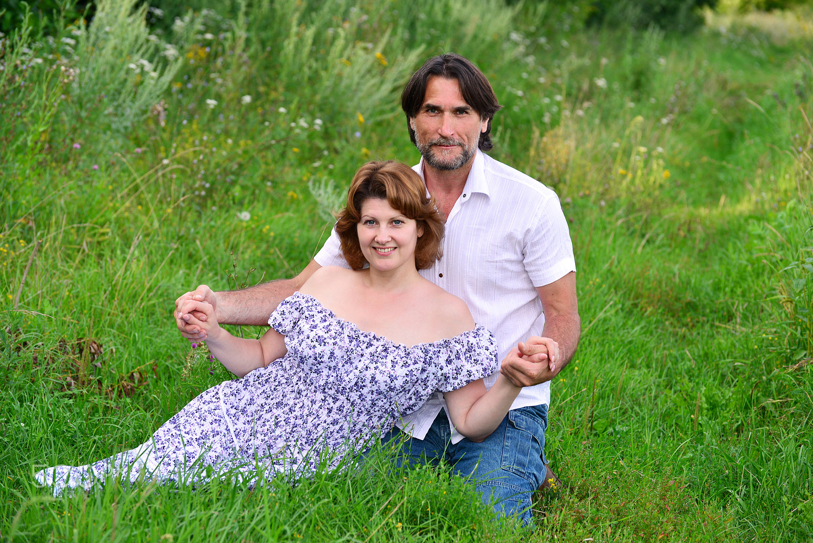 Nikon D600 sample photo. Man and woman on meadow in summer photography