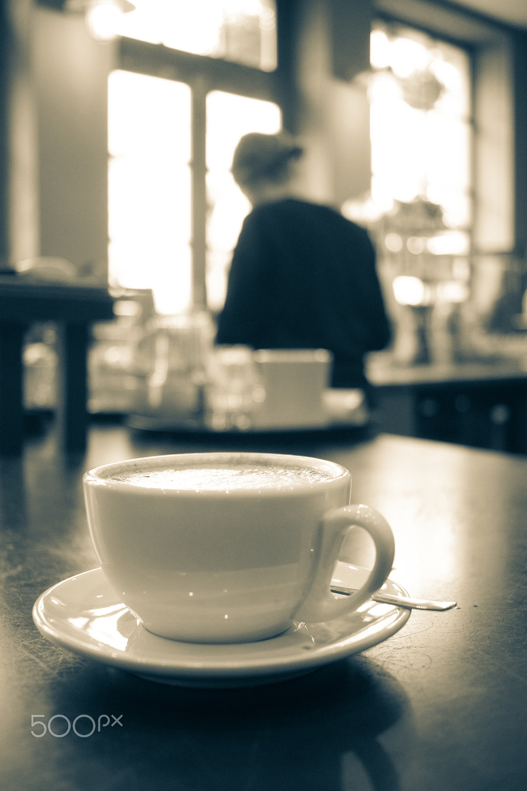 Canon EF-S 24mm F2.8 STM sample photo. Coffe shop bnw photography