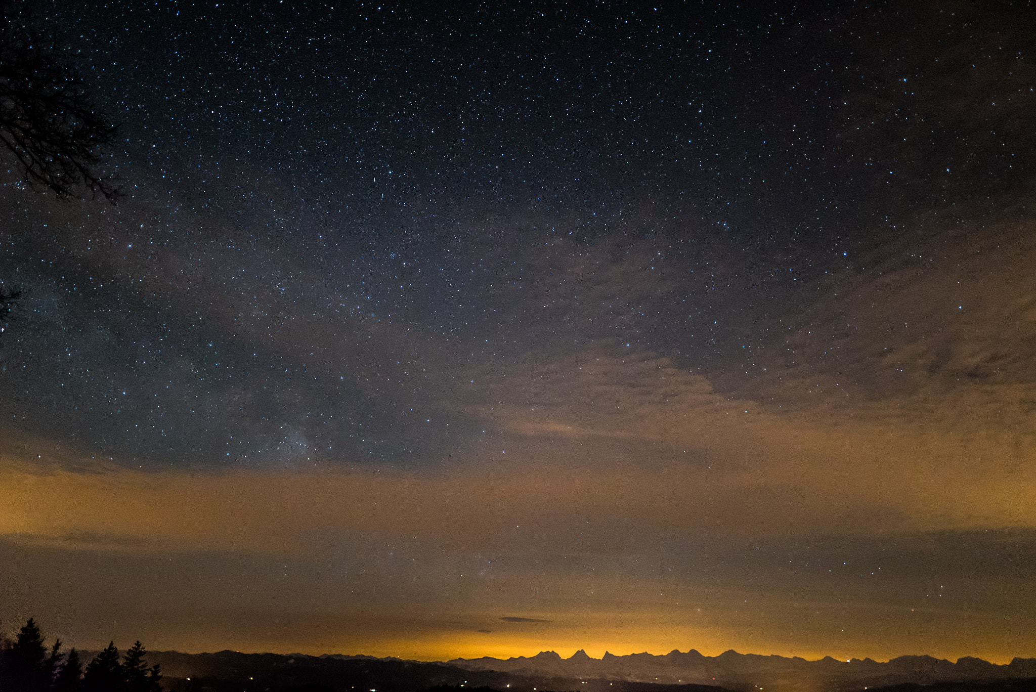 Sony a7S + E 20mm F1.4 sample photo. A small piece of the milkyway - covered by clouds and the alps photography