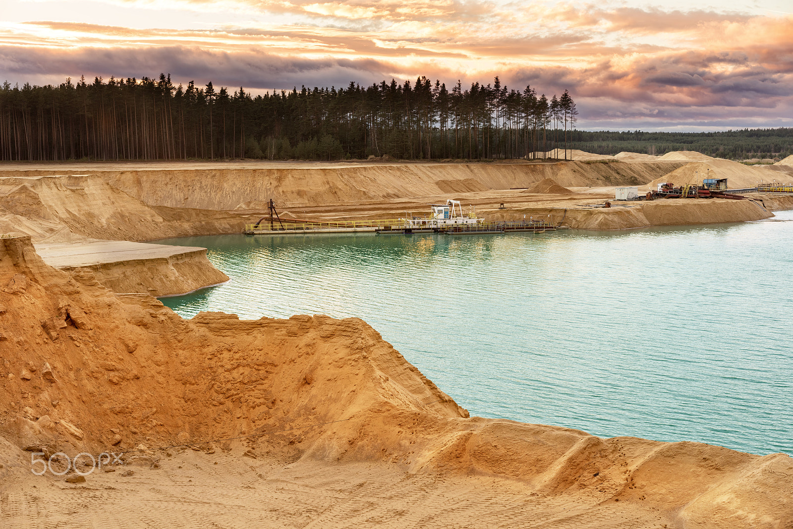 Sony a7R + Sony Sonnar T* FE 55mm F1.8 ZA sample photo. Sand quarry with blue lake under the magnificient sky. photography