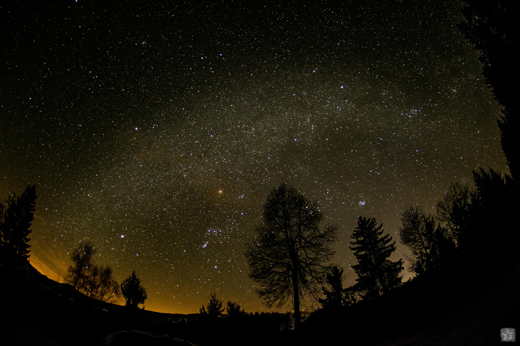 Nikon AF DX Fisheye-Nikkor 10.5mm F2.8G ED sample photo. Winter night sky photography