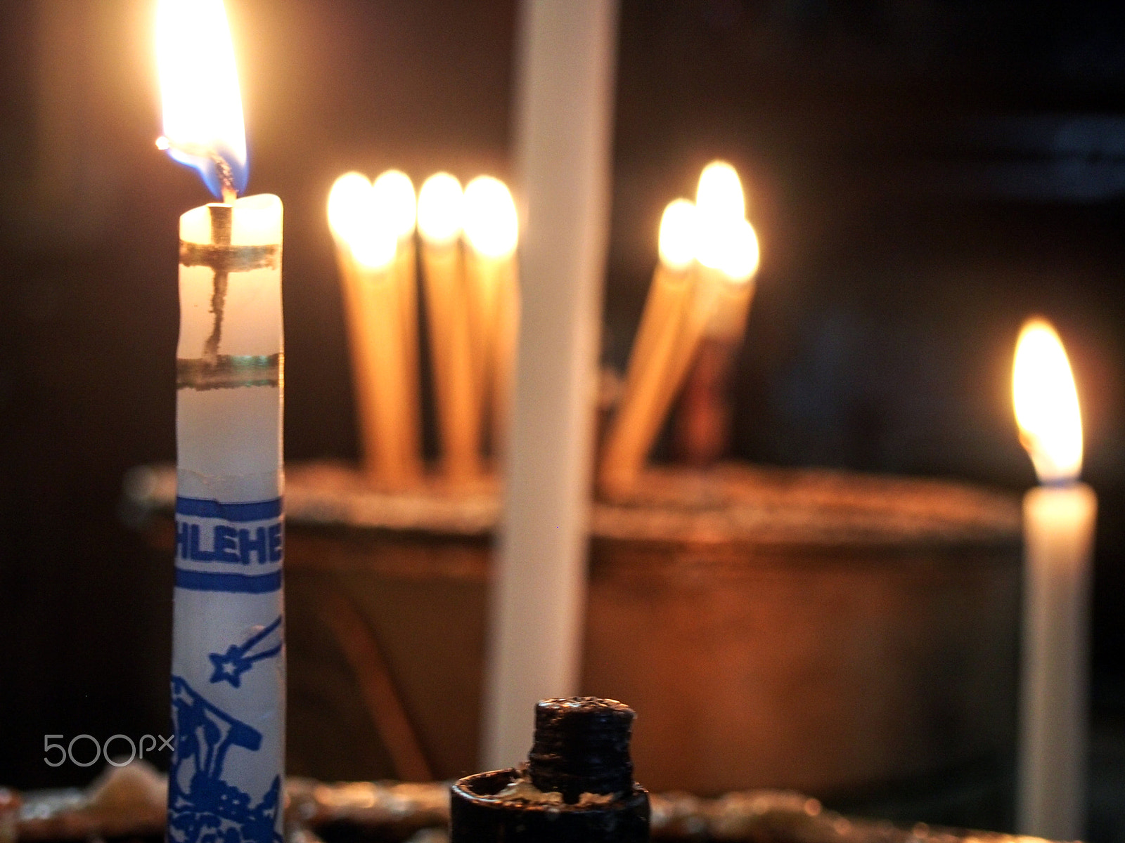 Olympus OM-D E-M5 sample photo. Prayer candles at churcch of the nativity in bethlehem photography