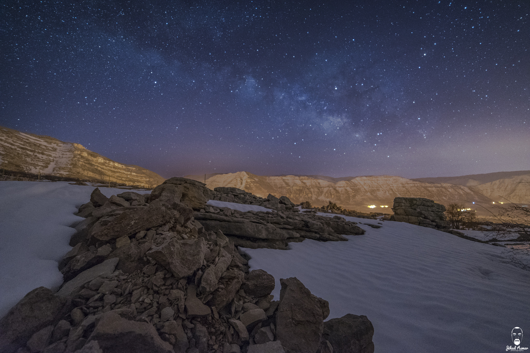 Samyang 14mm F2.8 ED AS IF UMC sample photo. The milky way above the snow - lebanon photography
