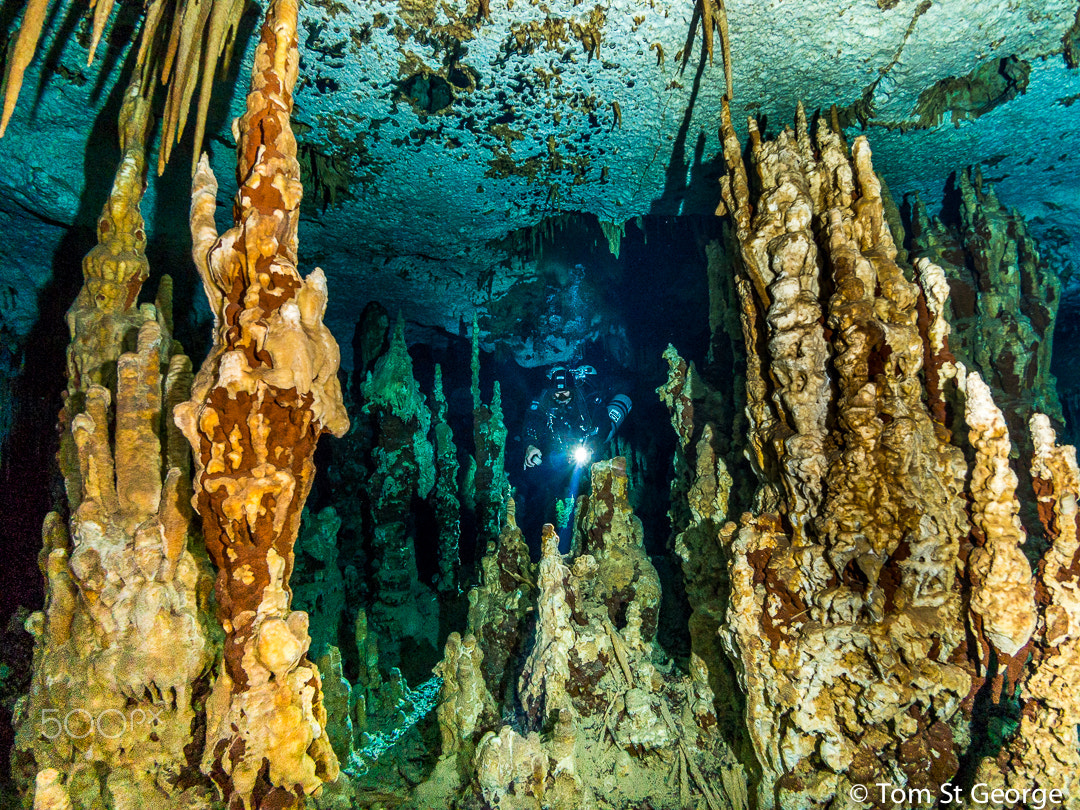 OLYMPUS M.8mm F1.8 sample photo. Cave diving at cenote jailhouse photography