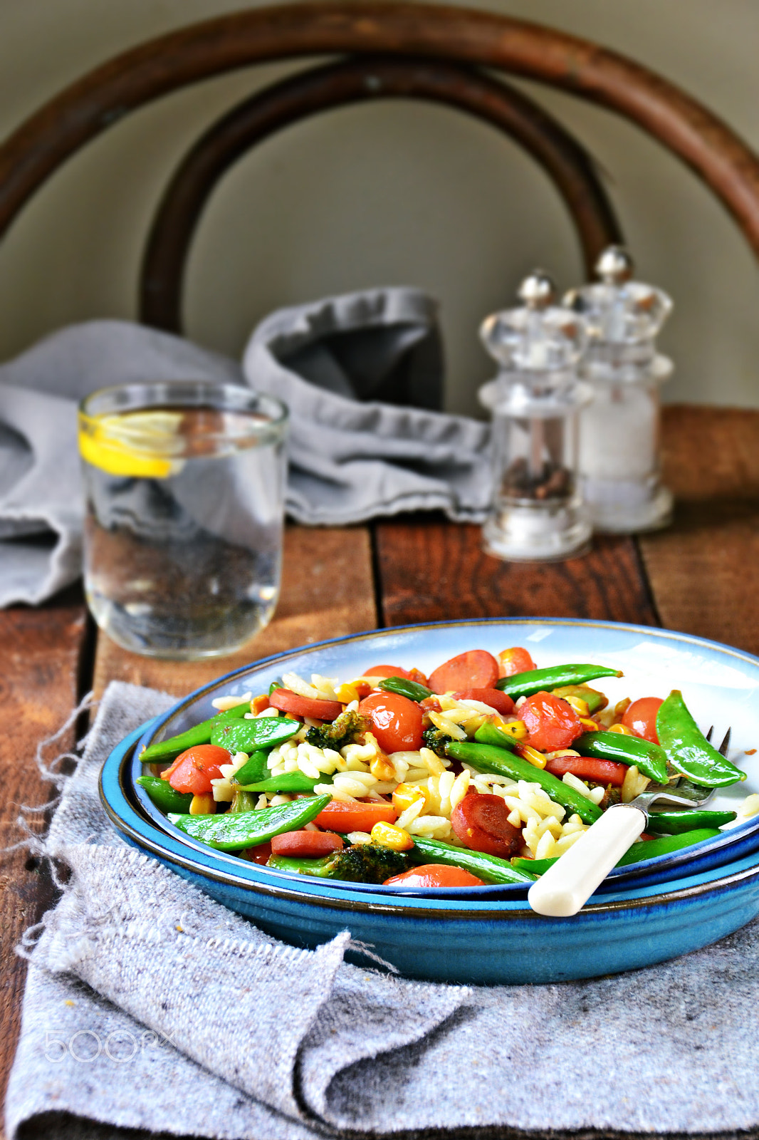 Nikon D3100 + Sigma 18-200mm F3.5-6.3 II DC OS HSM sample photo. Vegetables orzo pasta photography