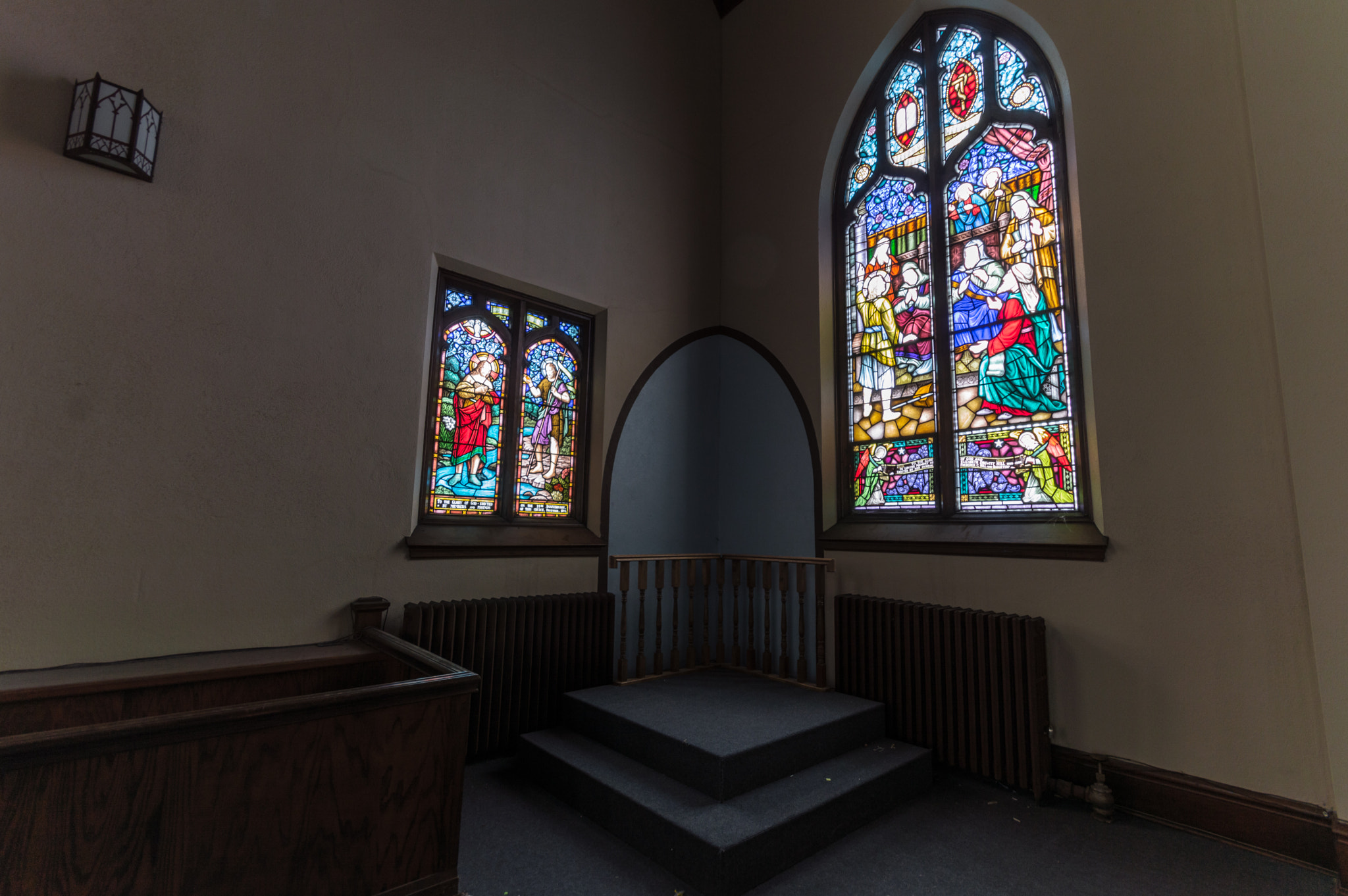 Nikon D3200 + Sigma 10-20mm F4-5.6 EX DC HSM sample photo. Abandoned church stained glass windows ontario photography