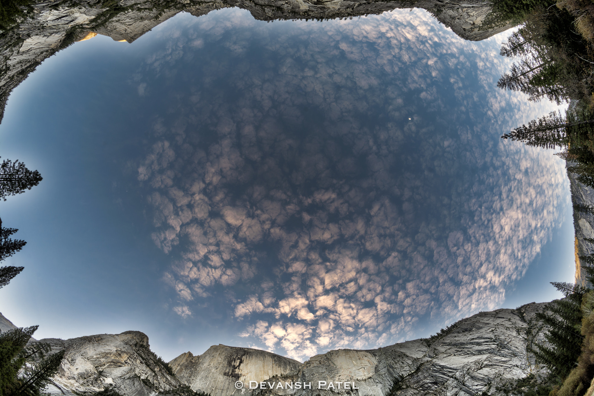 Nikon D5200 + Samyang 8mm F3.5 Aspherical IF MC Fisheye sample photo. Looking up from mirror lake photography