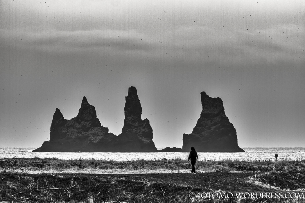 Canon EOS 7D + Tamron SP 70-300mm F4-5.6 Di VC USD sample photo. The three sisters, vik, iceland photography