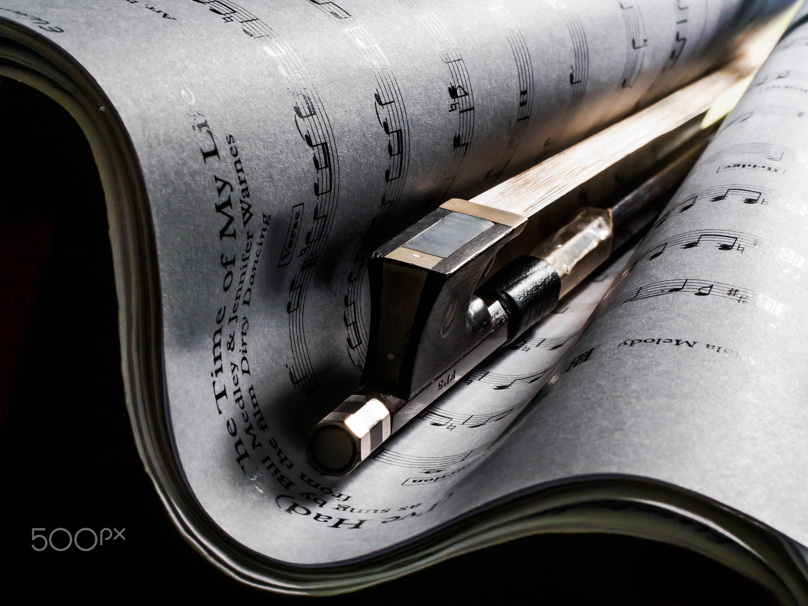 Olympus M.Zuiko Digital ED 60mm F2.8 Macro sample photo. Sheet music and bow photography