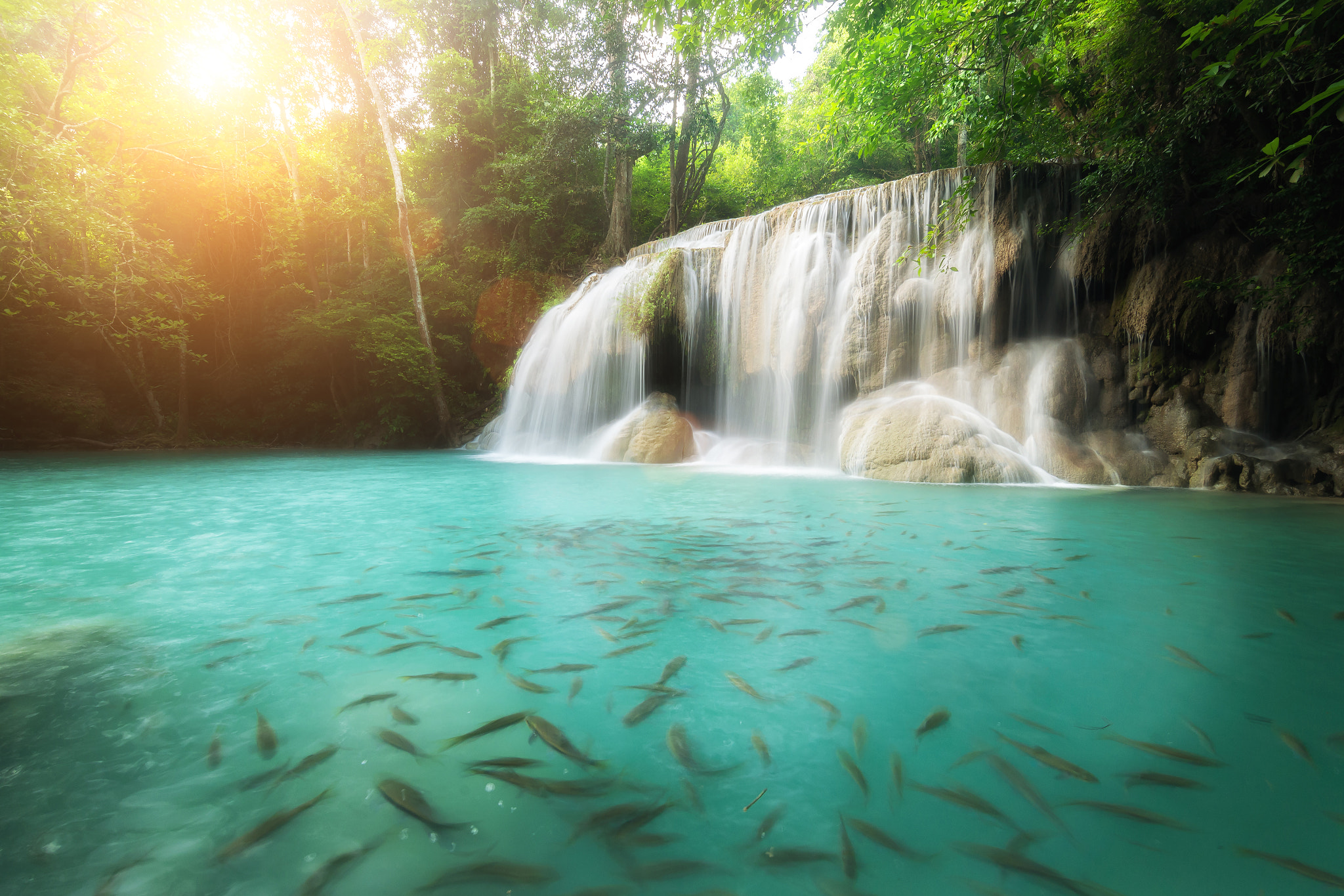 Nikon D800 sample photo. Erawan waterfall in kanchanaburi in thailand. beautiful waterfal photography