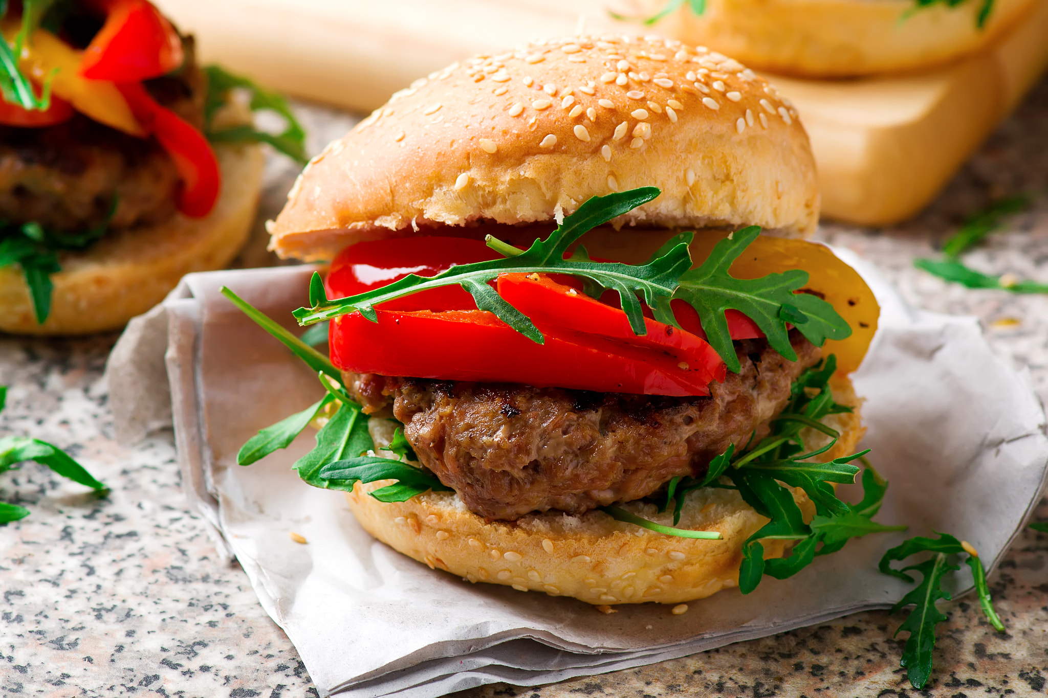 Nikon AF-S Micro-Nikkor 105mm F2.8G IF-ED VR sample photo. Veal burger with goat cheese and pepper photography