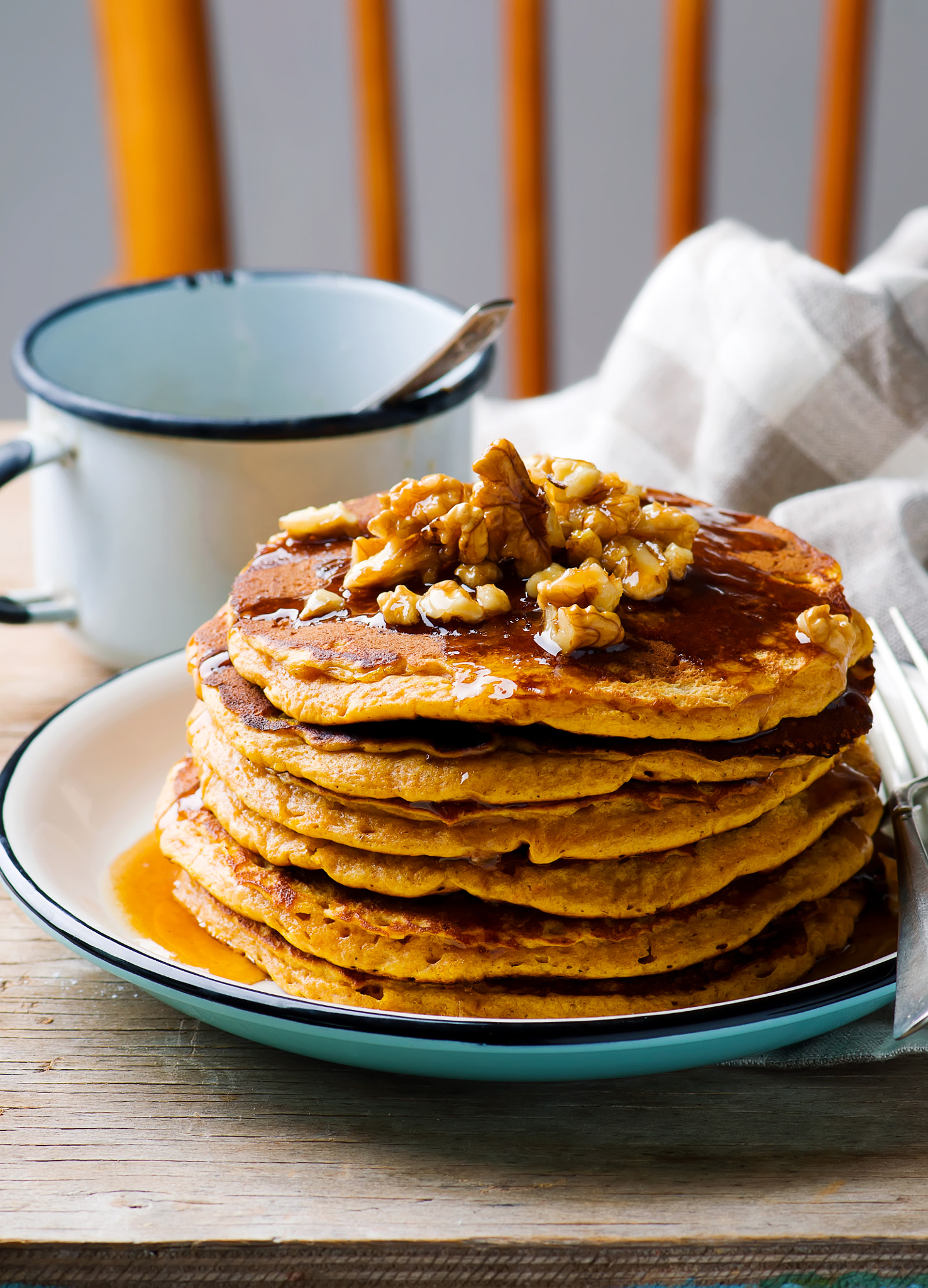 Nikon AF-S Micro-Nikkor 105mm F2.8G IF-ED VR sample photo. Pumpkin  pancakes with marple syrup photography